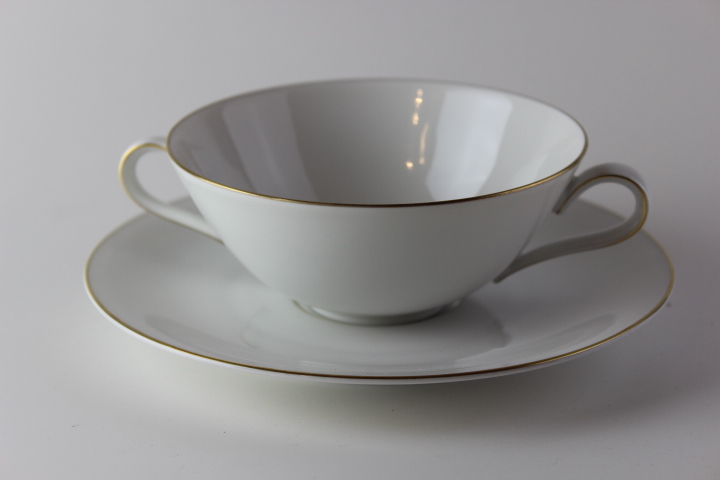 Suppentasse 2 tlg. - Heinrich - Anmut weiß mit Goldrand schmal