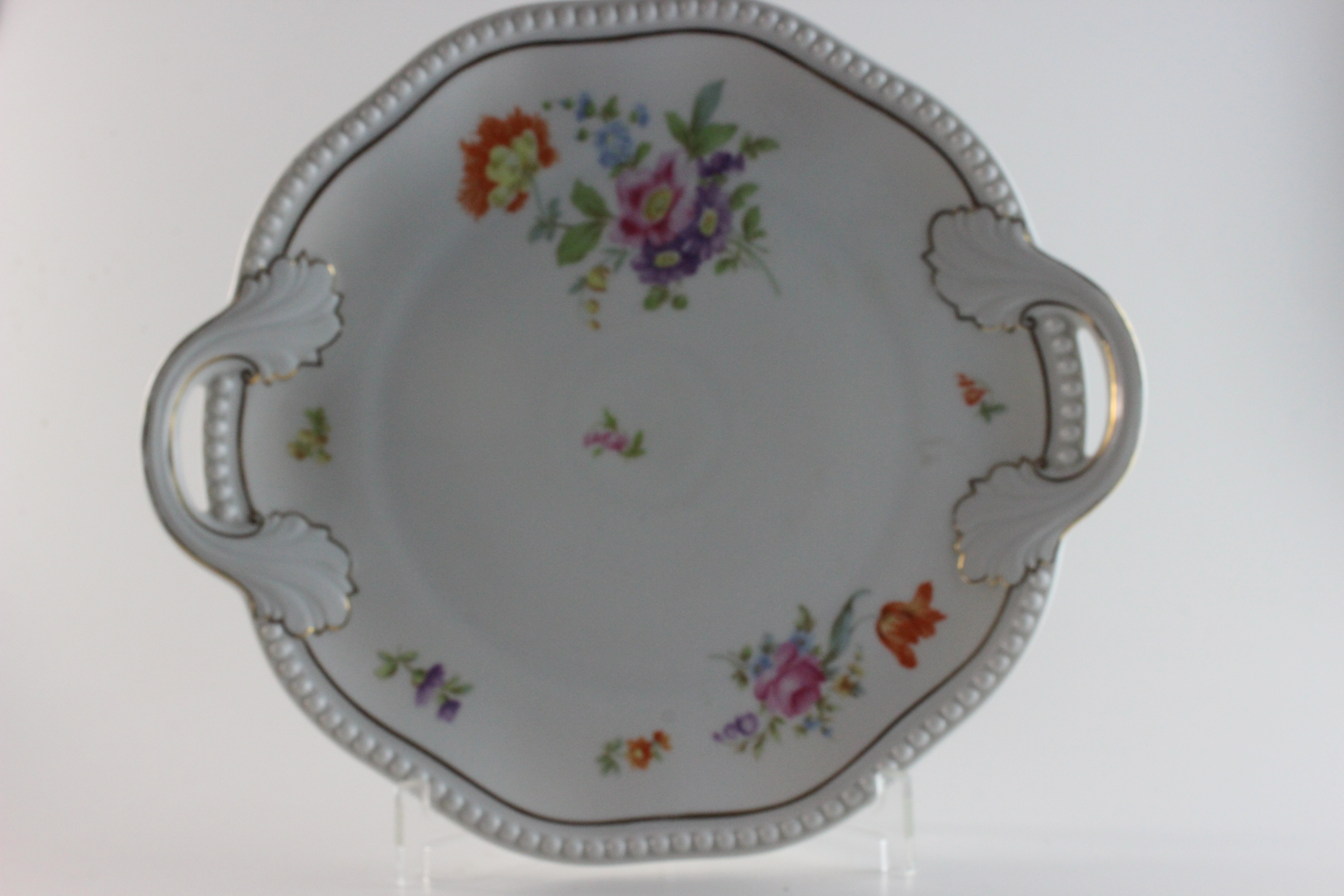 Kuchenplatte mit Griffen - Rosenthal - Blumenbouquet