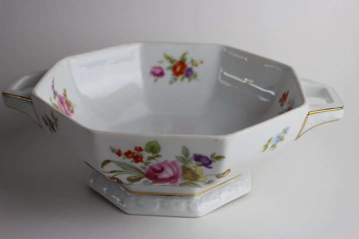 Deckelschüssel Ø 20,5 cm - Rosenthal - Sommerstrauß Goldrand