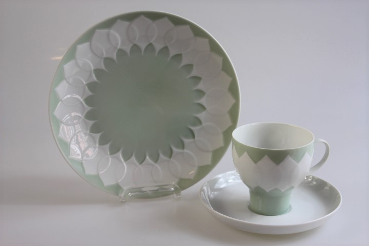 Kaffeegedeck 3 tlg. - Rosenthal - Lotus - Seladon