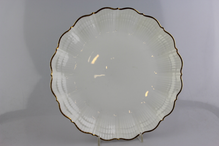 Speiseteller Ø 25,5 cm - Giraud Limoges - Corail - weiß Goldrand