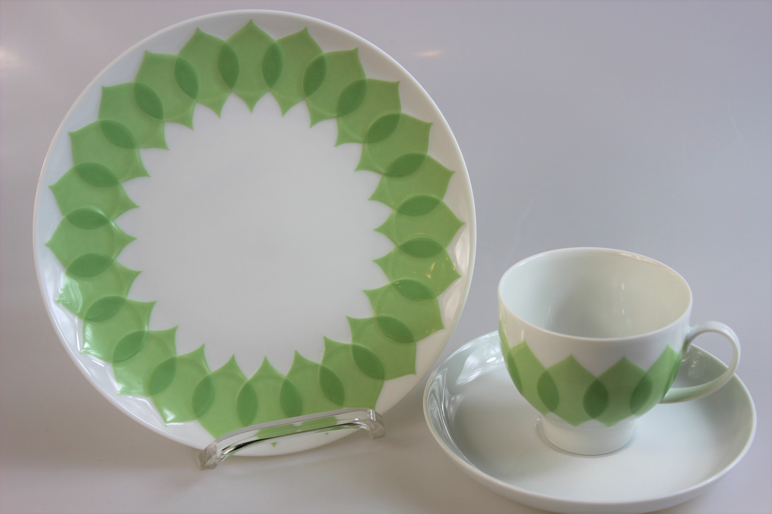 Kaffeegedeck 3 tlg. - Rosenthal - Lotus - Secunda grün