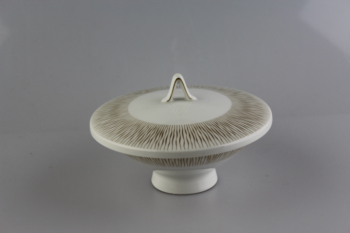 Deckelschale - Rosenthal - Form 2000 - Linien gold