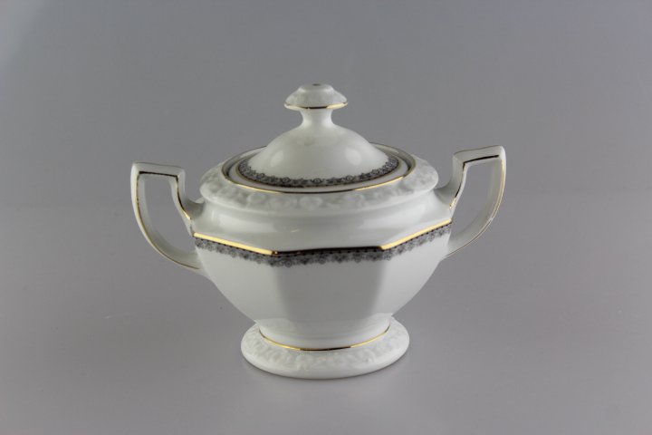 Zuckerdose mittel - Rosenthal - grau/gold