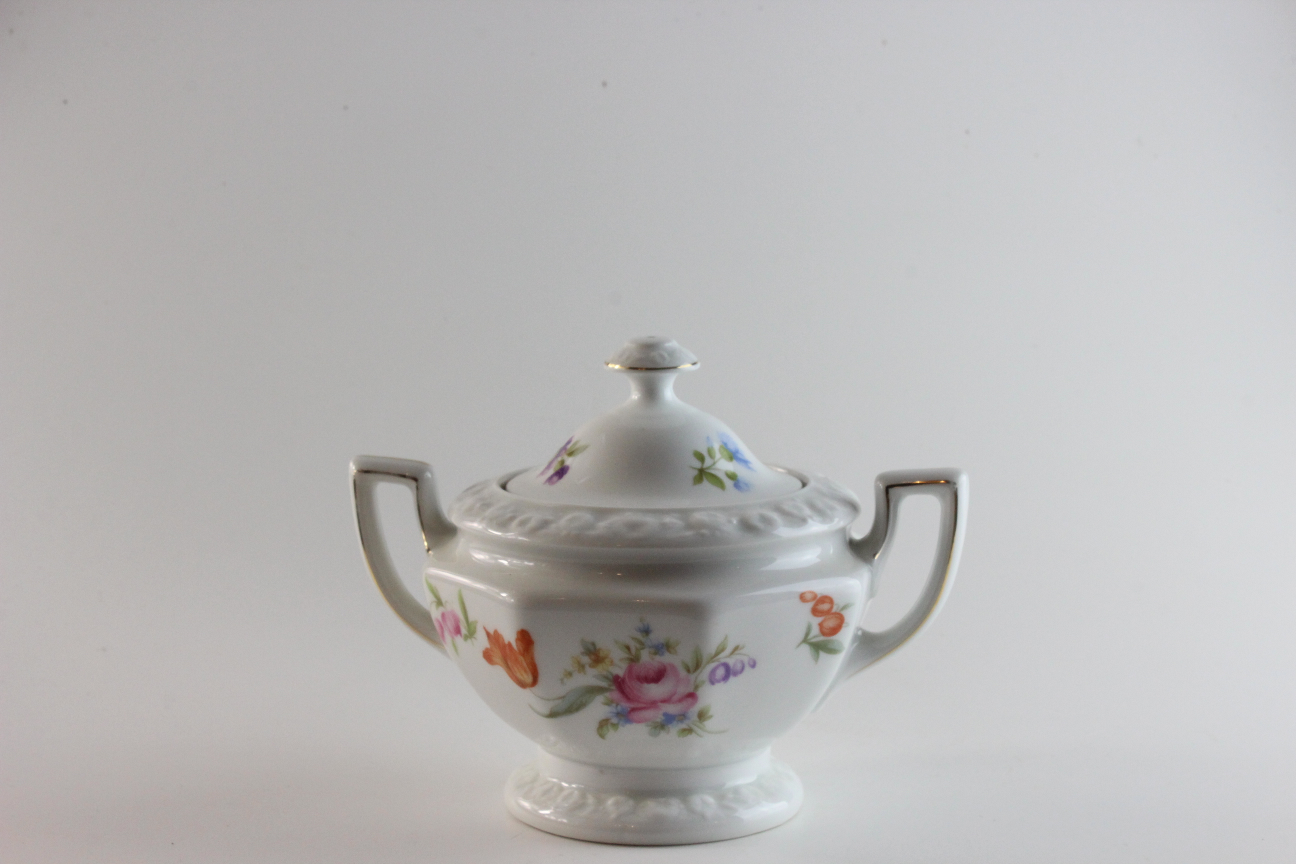 Zuckerdose - Rosenthal - Sommerstrauß Goldrand