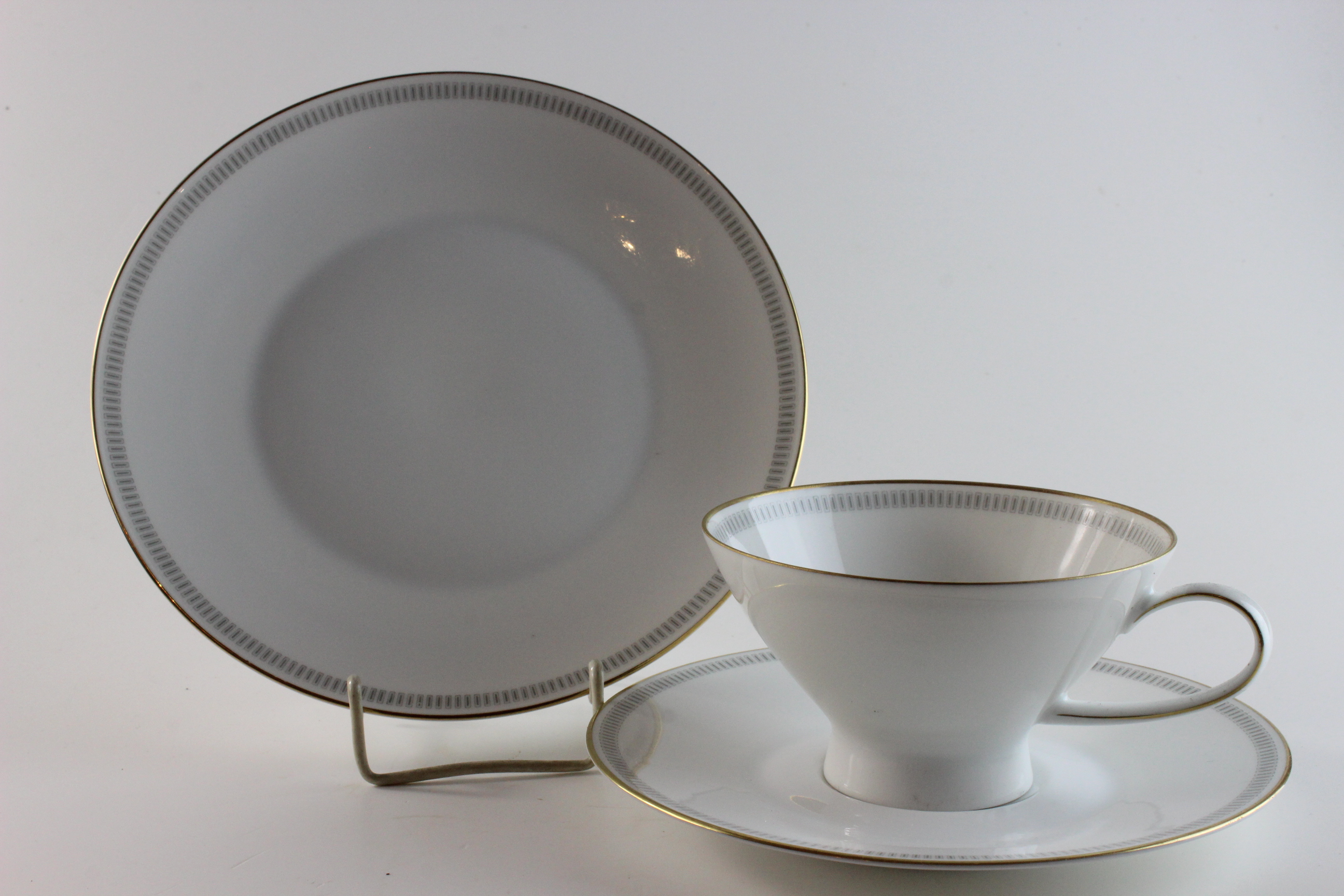 Teegedeck 3 tlg. - Rosenthal - Form 2000 - Graue Rechtecke