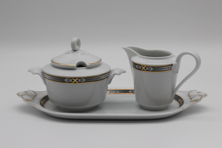 Tablett mit Zucker & Sahne 3 tlg. - Hutschenreuther - Louvre - Vendome