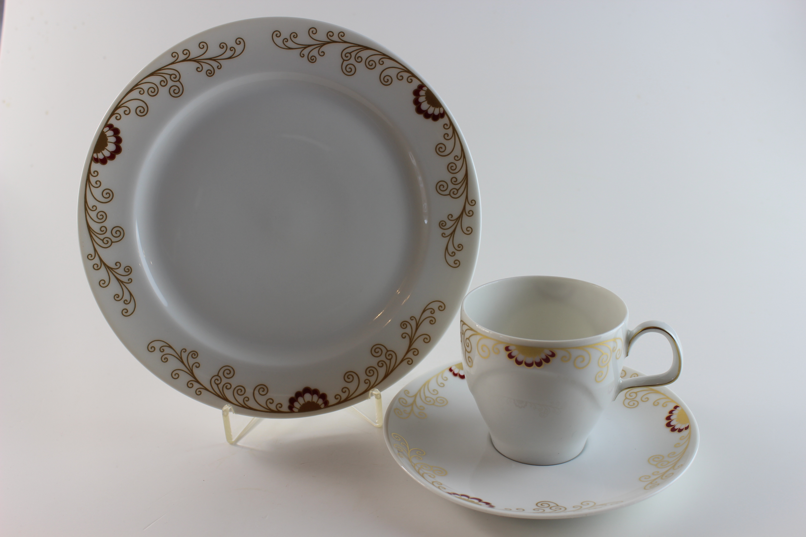 Kaffeegedeck 3 tlg. - Heinrich - Rot/Gold