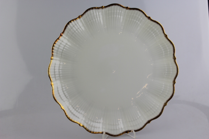 Speiseteller Ø 26 cm - Giraud Limoges - Corail - weiß breiter Goldrand