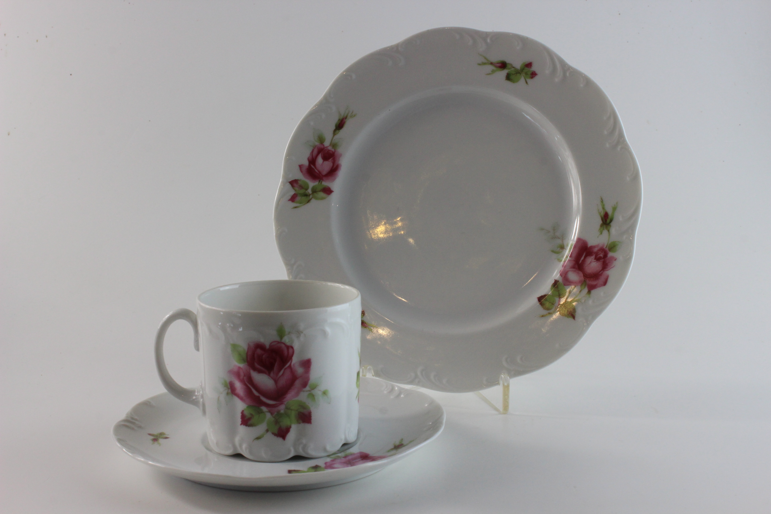 Kaffeegedeck 3 tlg. - Rosenthal - rote Rose