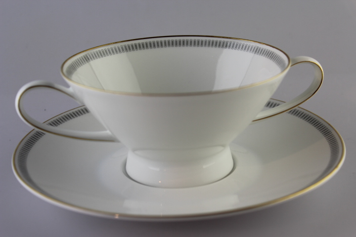 Suppentasse 2 tlg. - Rosenthal - Form 2000 - Graue Rechtecke