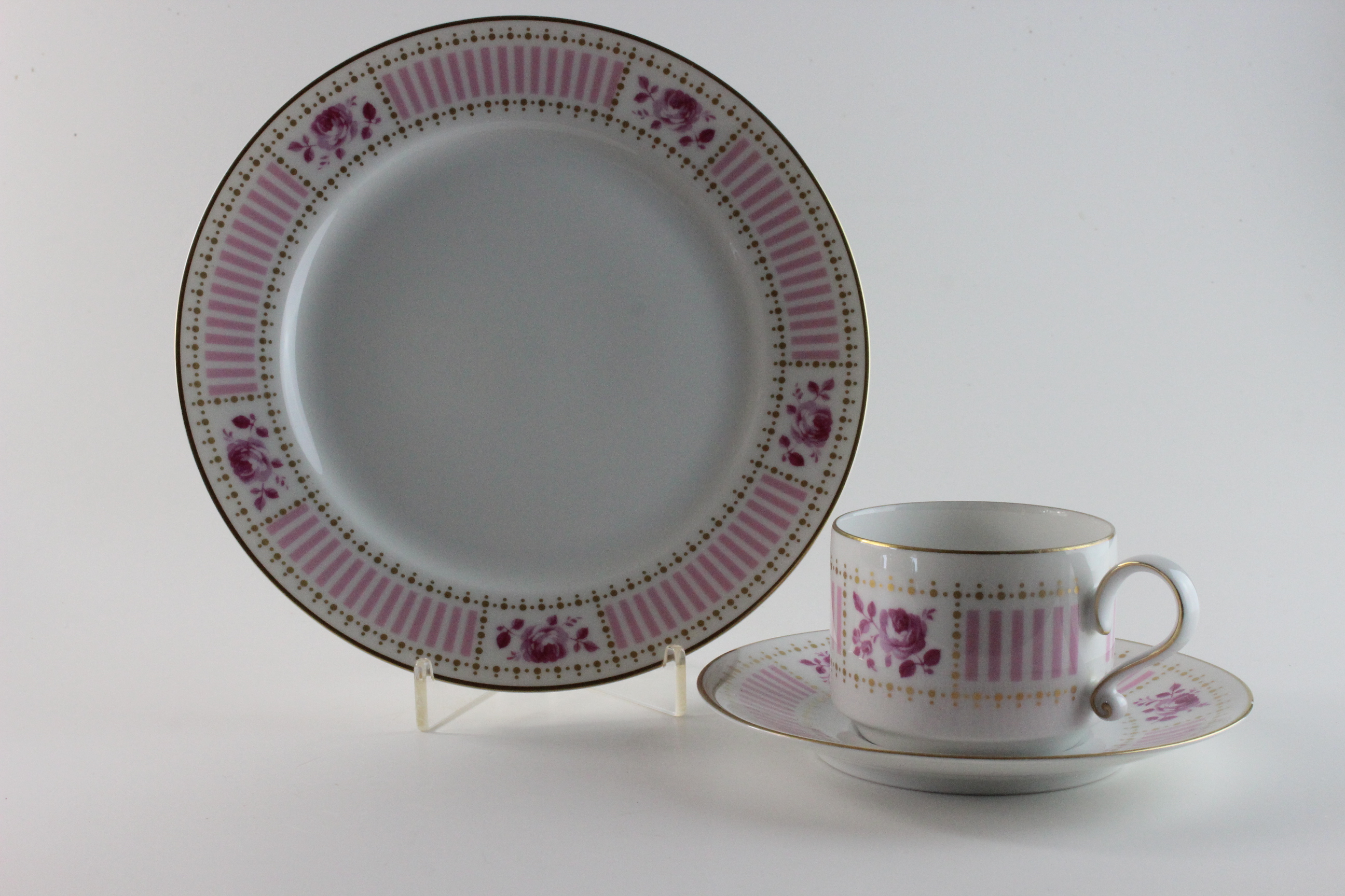 Kaffeegedeck 3 tlg. - Heinrich & Co - Rosa Rose mit Goldpunkte