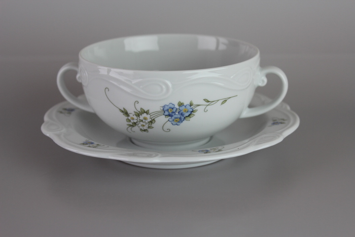 Suppentasse 2 tlg. - Seltmann Weiden - Desiree - Blau / Weiß