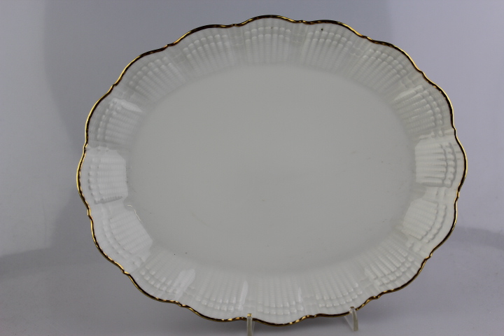 Fleischplatte 29,8 cm - Giraud Limoges - Corail - weiß Goldrand