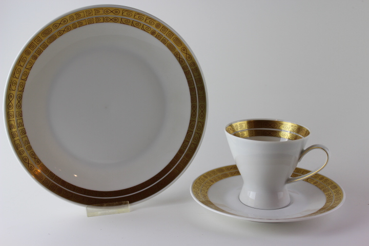 Kaffeegedeck 3 tlg. - Rosenthal - Form 2000 - Goldmuster