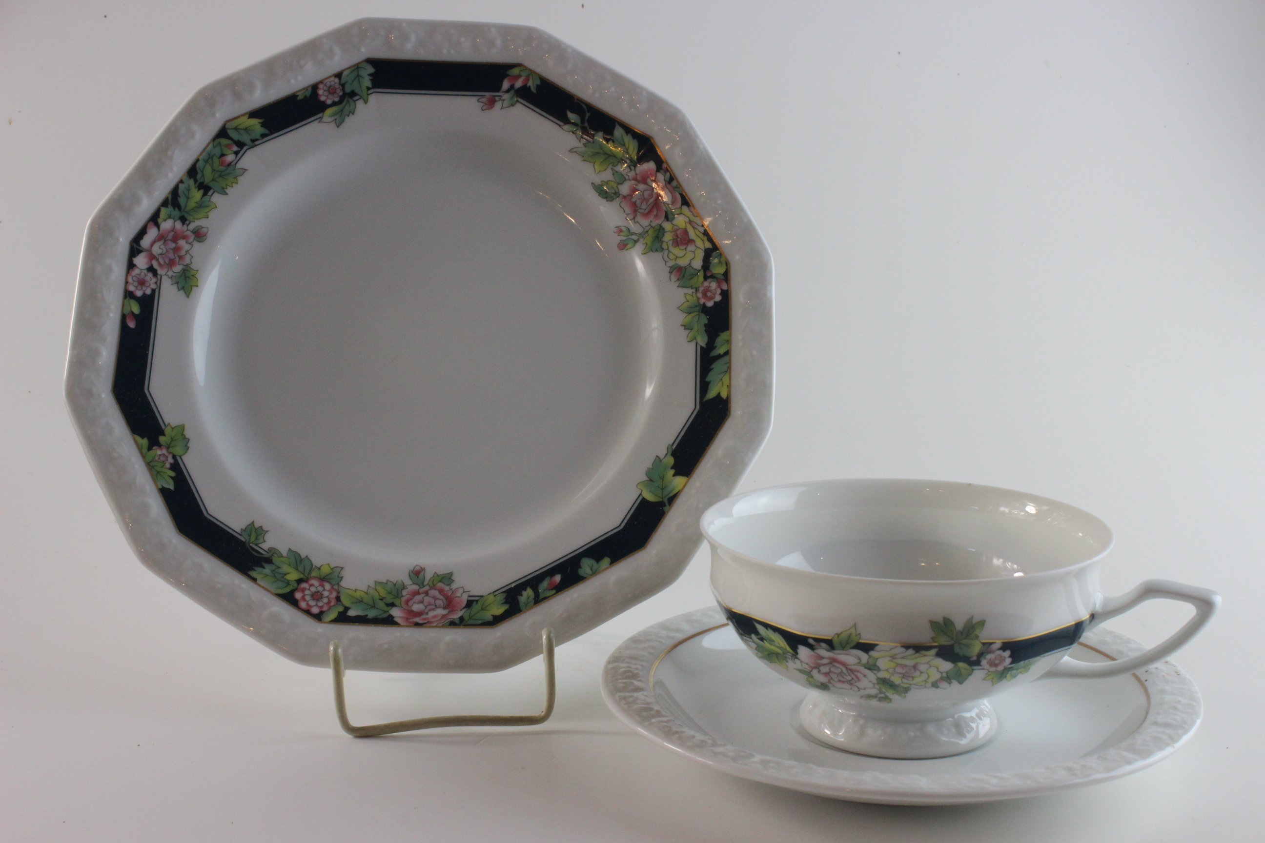 Teegedeck 3 tlg. - Rosenthal - Grüne Rosenkante