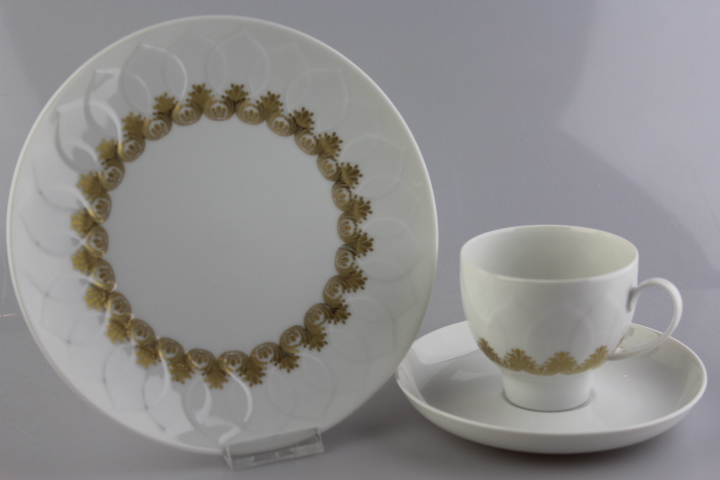 Kaffeegedeck 3 tlg. - Rosenthal - Lotus - Goldbordüre