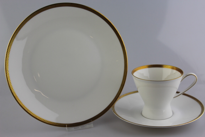 Kaffeegedeck 3 tlg. - Rosenthal - Form 2000 - Ätzgoldrand mit Rauten