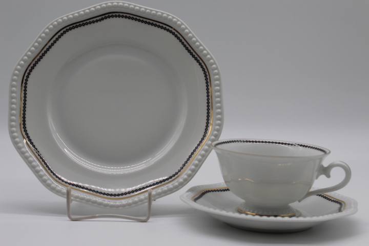 Teegedeck 3 tlg. - Rosenthal - Perlenrand - Kreuzmuster