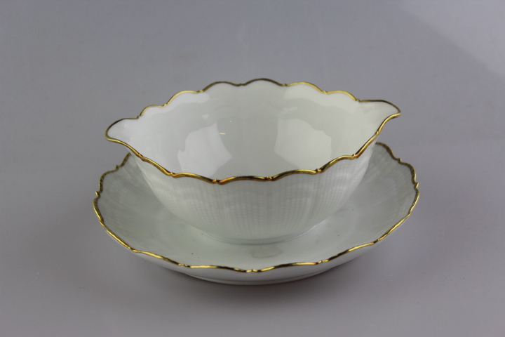 Sauciere einteilig - Giraud Limoges - Corail - weiß Goldrand
