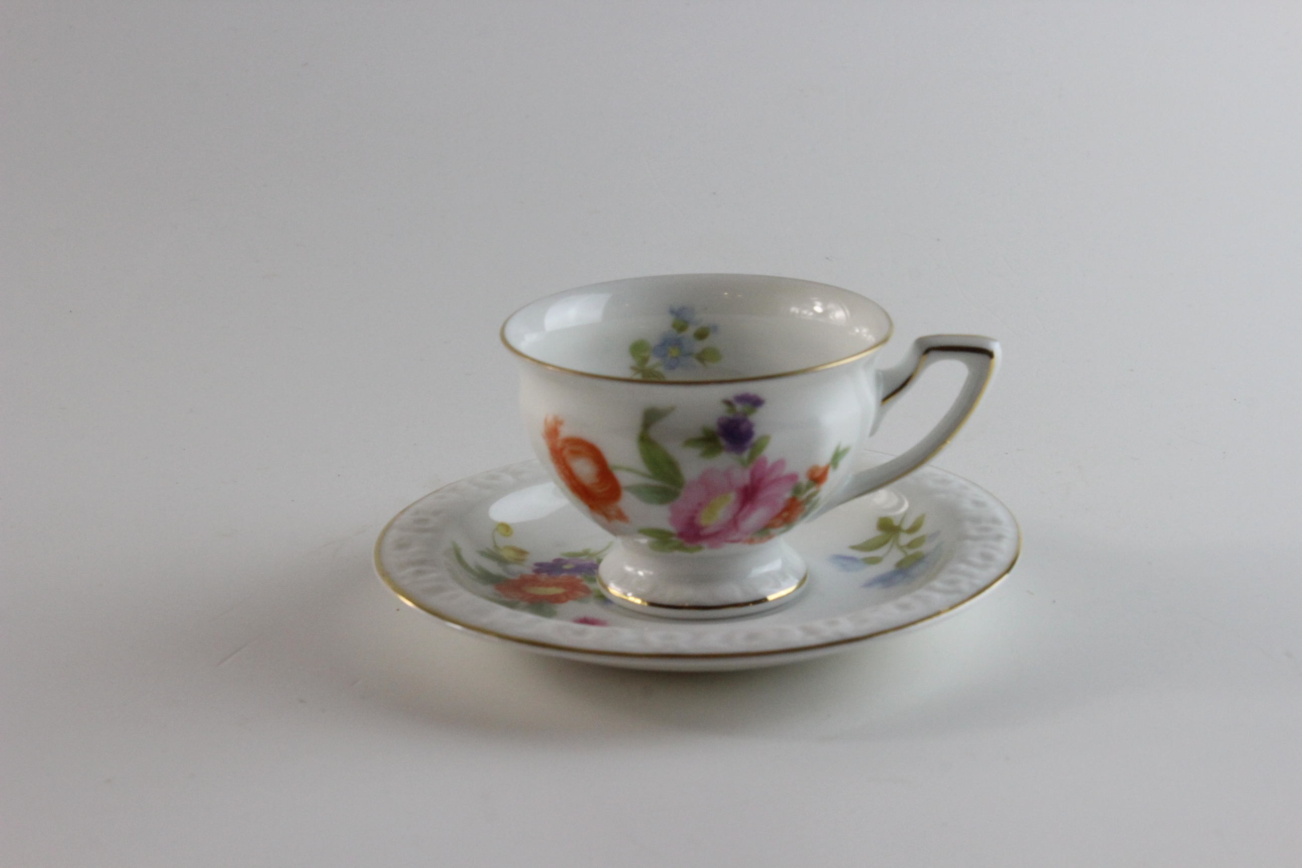 Moccatasse 2 tlg. - Rosenthal - Sommerstrauß Goldrand