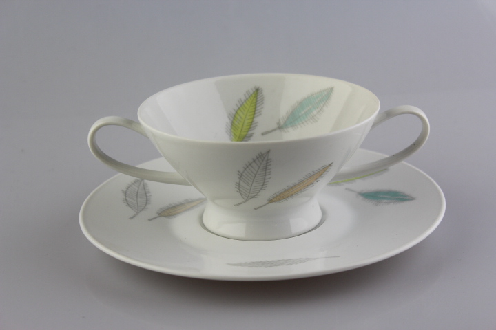 Suppentasse 2 tlg. - Rosenthal - Form 2000 - bunte Blätter