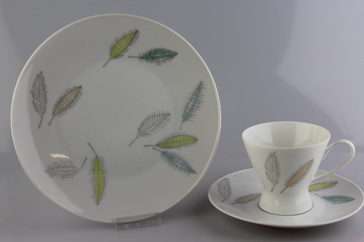 Kaffeegedeck 3 tlg. - Rosenthal - Form 2000 - bunte Blätter