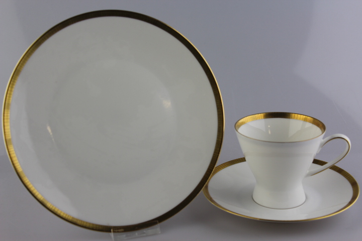 Kaffeegedeck 3 tlg. - Rosenthal - Form 2000 - Goldband mit Streifen