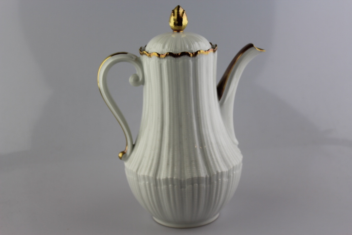 Moccakanne - Giraud Limoges - Corail - weiß breiter Goldrand