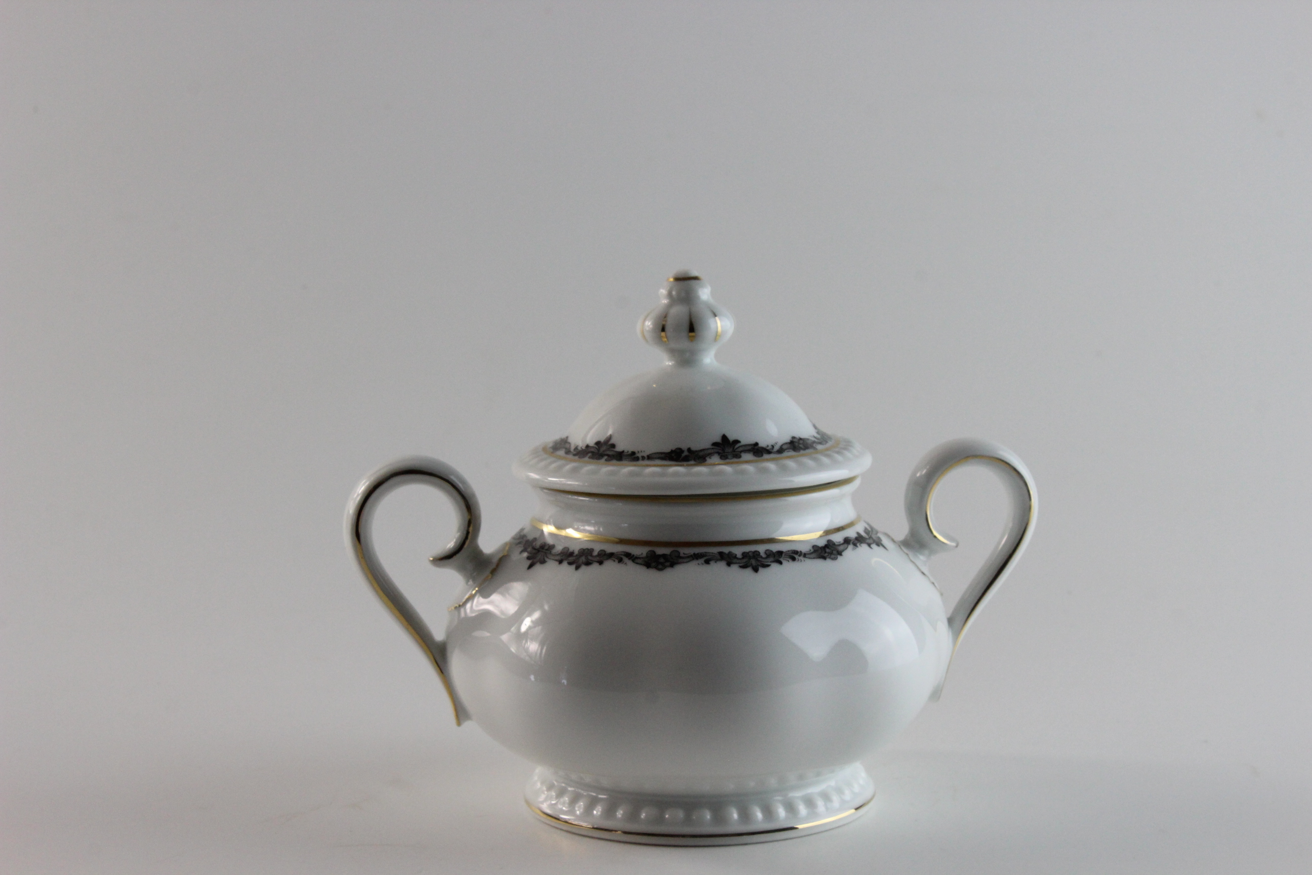 Zuckerdose - Rosenthal - Kranzkante Schwarz