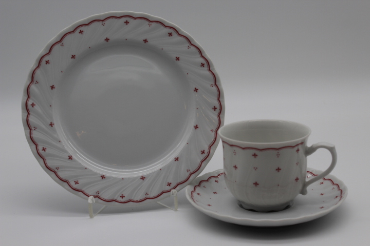 Kaffeegedeck 3 tlg. - Seltmann Weiden - Regina - Mücke rot