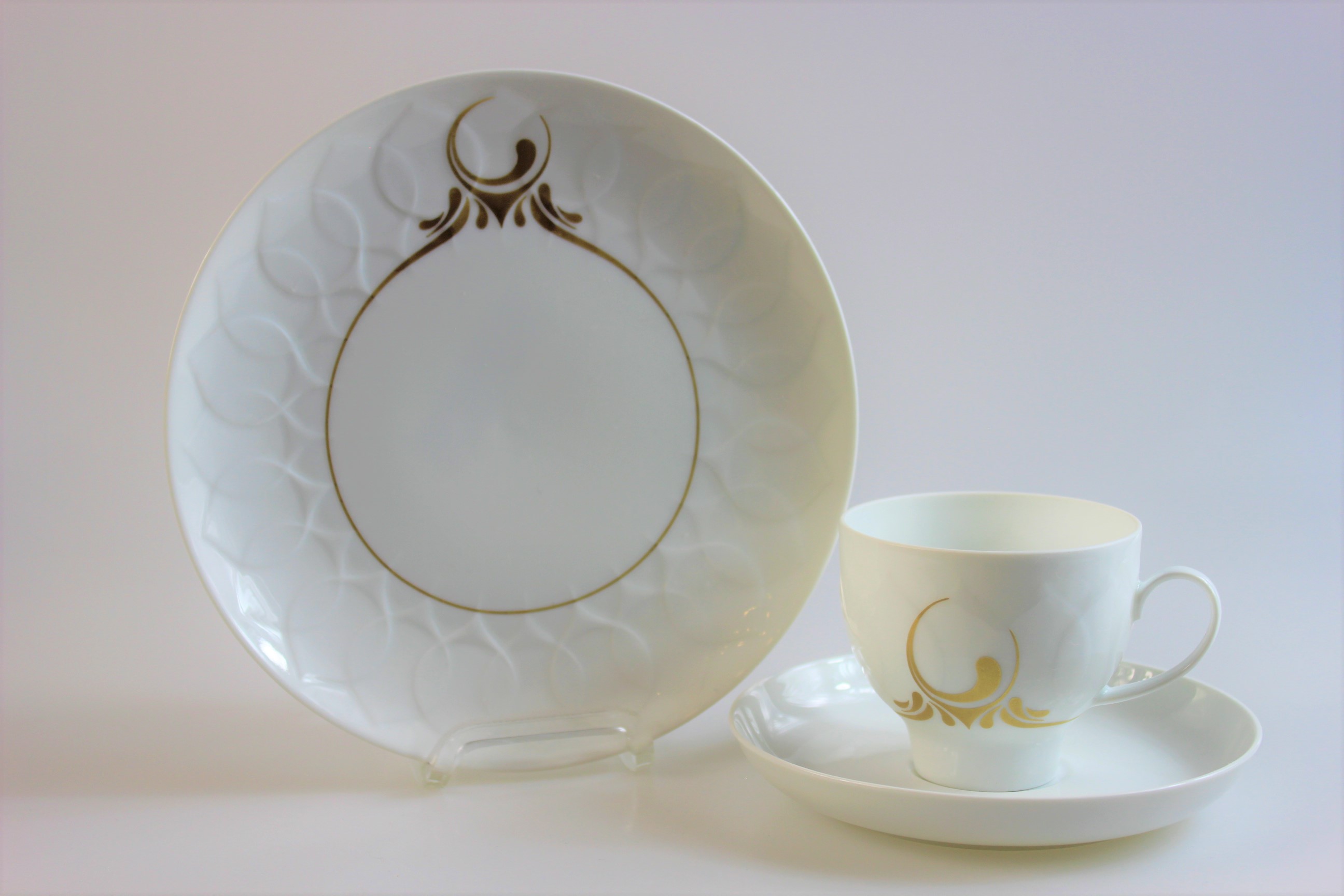 Kaffeegedeck 3 tlg. - Rosenthal - Lotus - Gold Initial