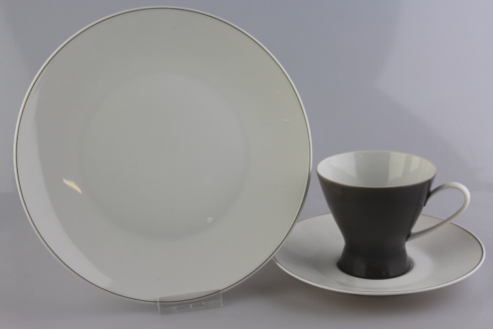 Kaffeegedeck 3 tlg. - Rosenthal - Form 2000 - Secunda grau