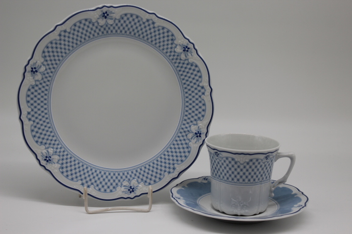 Kaffeegedeck 3 tlg. - Hutschenreuther - Baronesse - Estelle blau