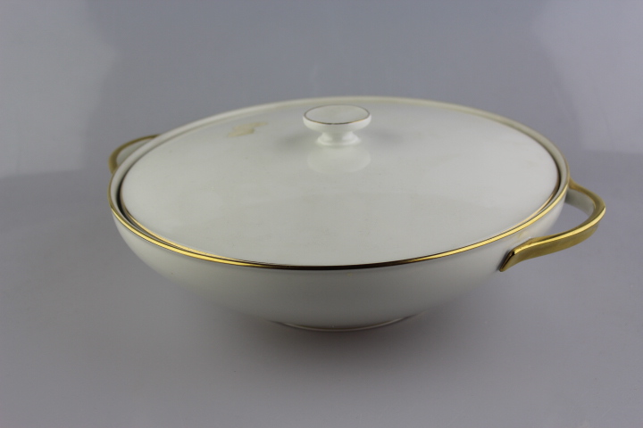 Deckelschüssel weißer Deckelgriff - Heinrich - weiß mit Goldrand