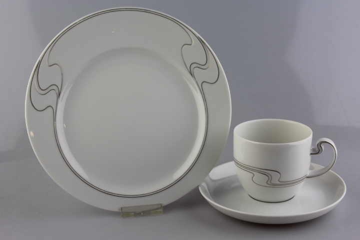 Kaffeegedeck 3 tlg. - Rosenthal - Asimmetria - Weißgold
