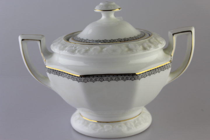 Zuckerdose groß - Rosenthal - Maria grau/gold