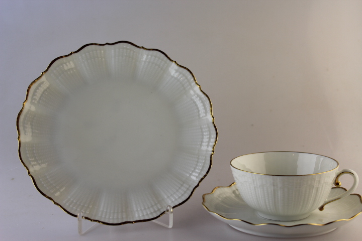 Teegedeck 3 tlg. - Giraud Limoges - Corail - weiß Goldrand