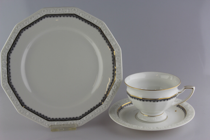 Kaffeegedeck 3 tlg.  - Rosenthal - Maria schwarz/gold