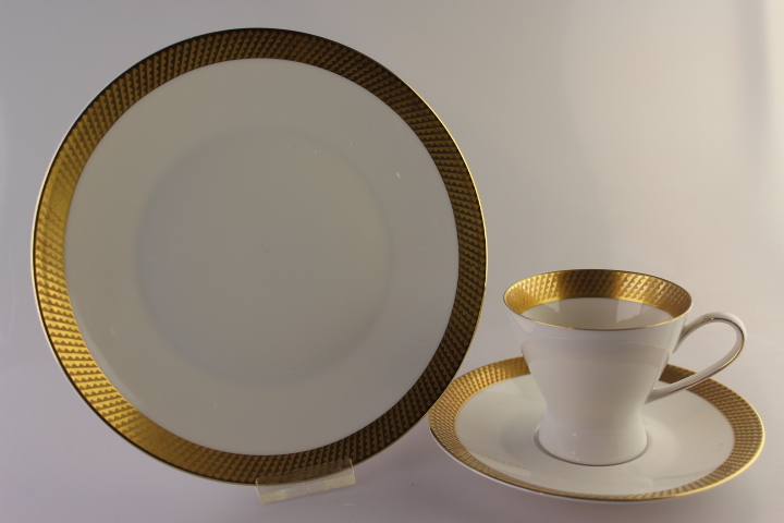 Kaffeegedeck 3 tlg. - Rosenthal - Form 2000 - Goldgitter