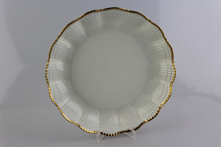 Suppenteller Ø 21,5 cm - Giraud Limoges - Corail - weiß breiter Goldrand