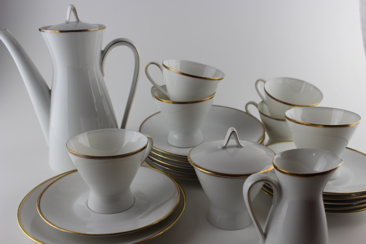 Moccaservice für 6 Per. (21 tlg.) - Rosenthal - Form 2000 - polierter Goldrand