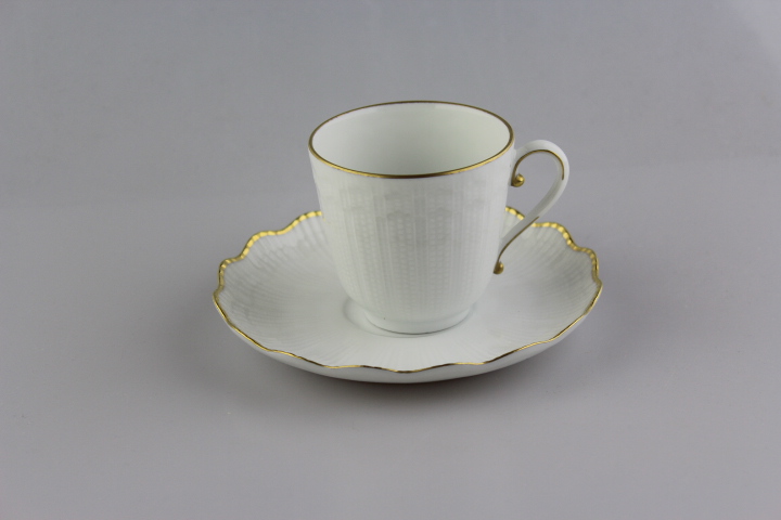 Kaffeetasse 2 tlg. klein - Giraud Limoges - Corail - weiß Goldrand
