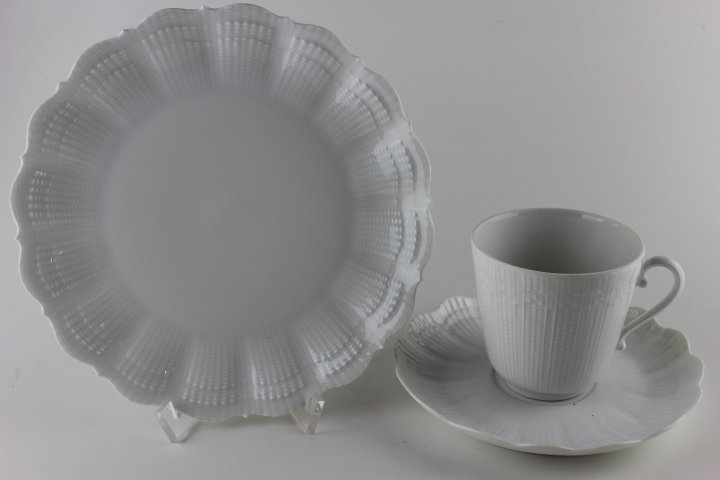 Kaffeegedeck 3 tlg. - Giraud Limoges - Corail - weiß