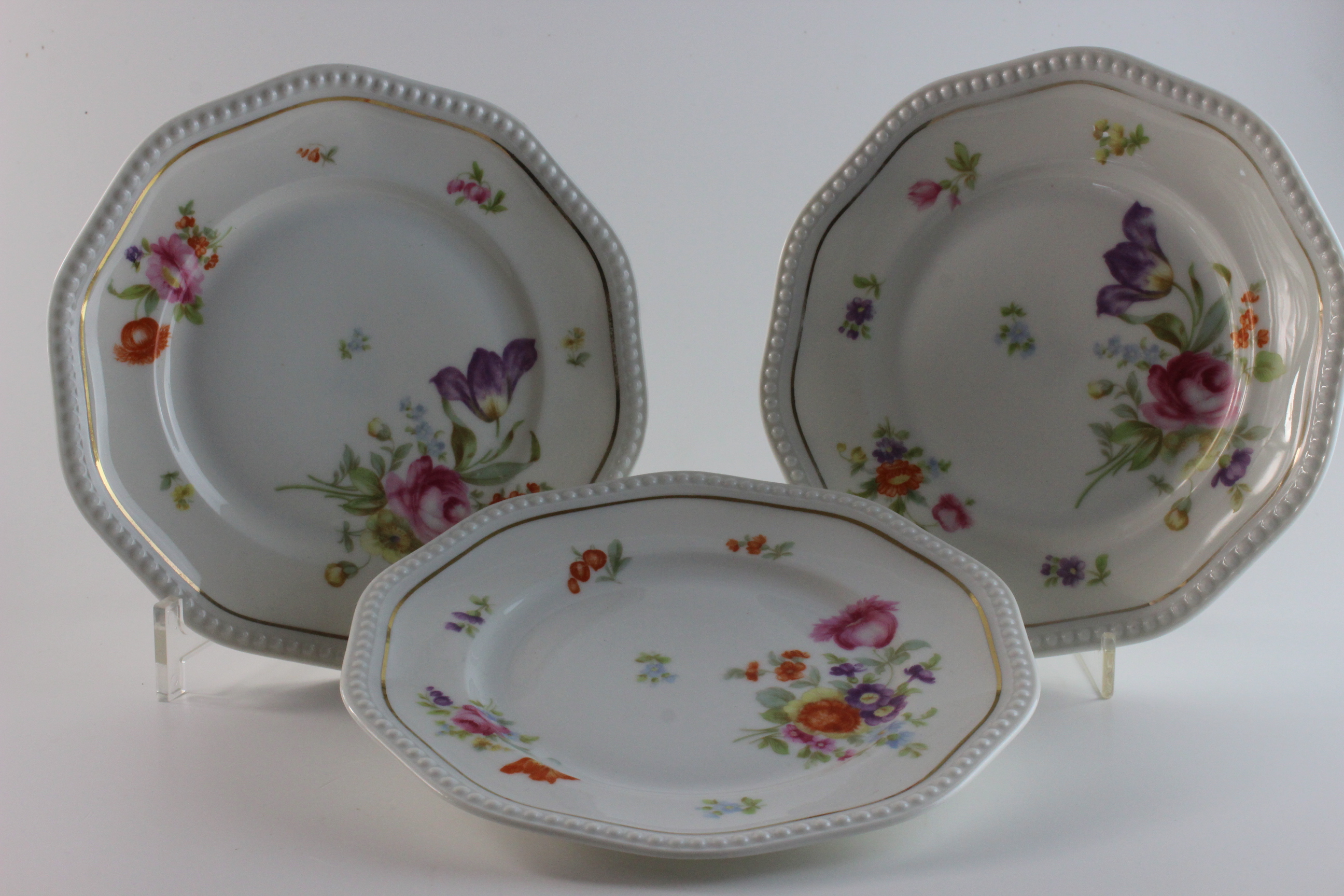 6er Set Kuchenteller - Rosenthal - Blumenbouquet
