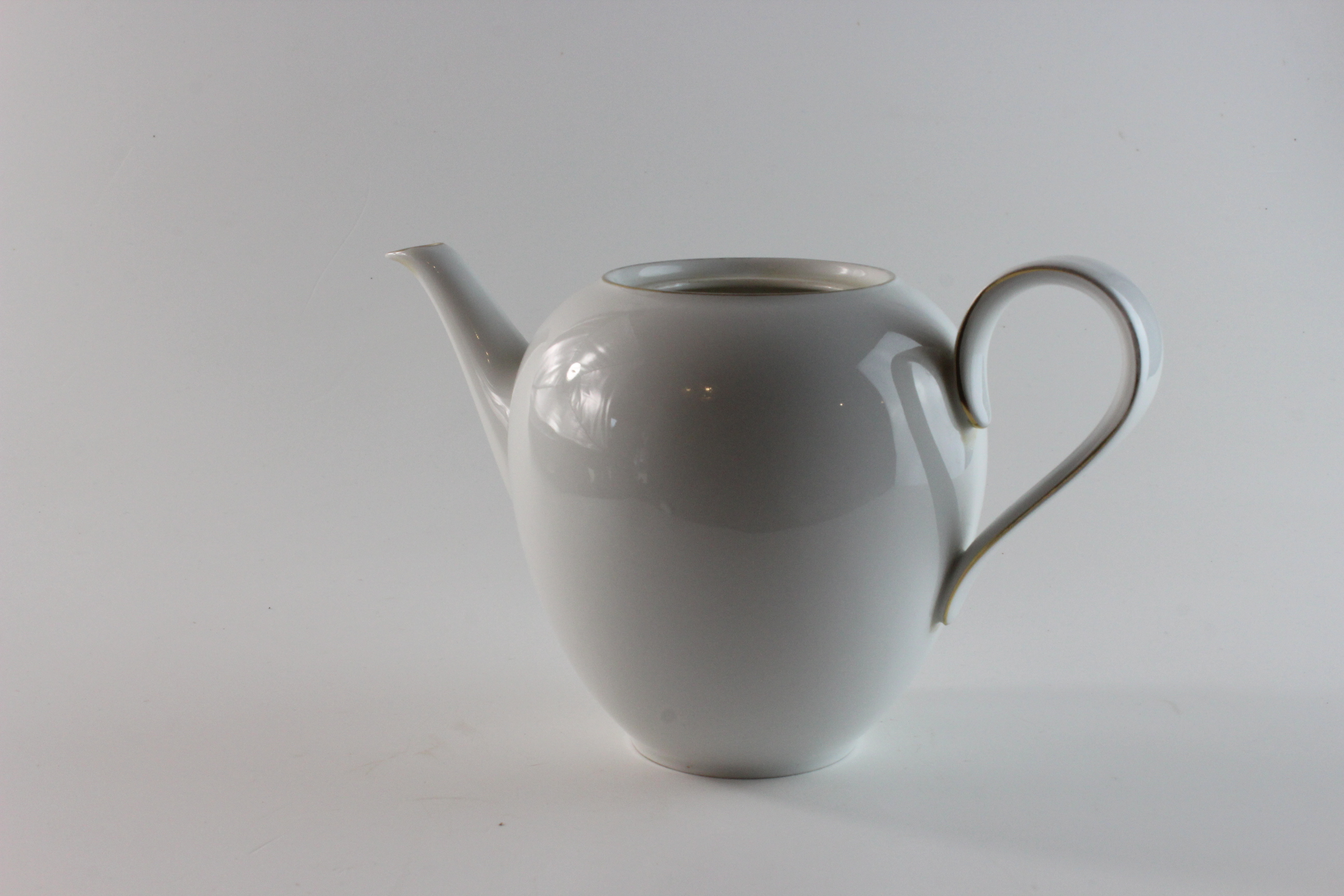 1 Person Kaffekanne (ohne Deckel) - Heinrich - Anmut weiß mit Goldrand schmal