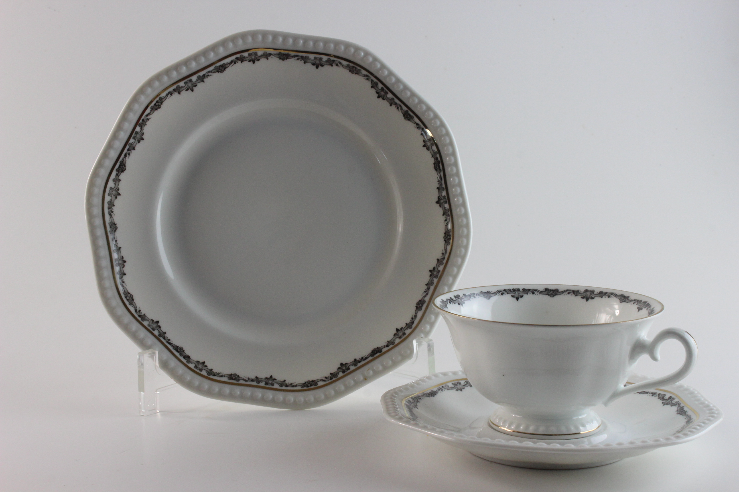 Teegedack 3 tlg. - Rosenthal - Kranzkante schwarz