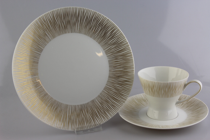 Kaffeegedeck 3 tlg. - Rosenthal - Form 2000 - Linien gold