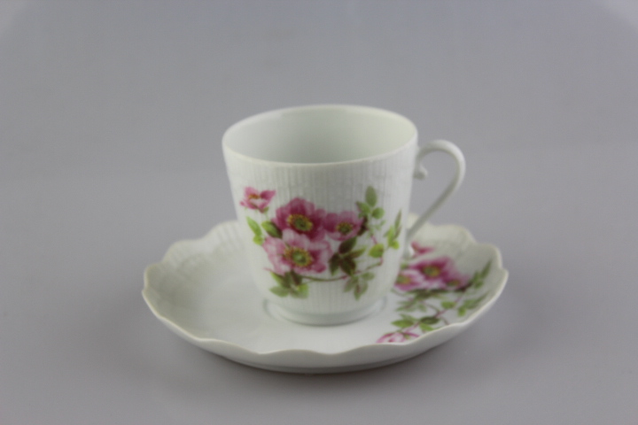 Kaffeetasse 2 tlg. - Giraud Limoges - Corail - Heckenrose