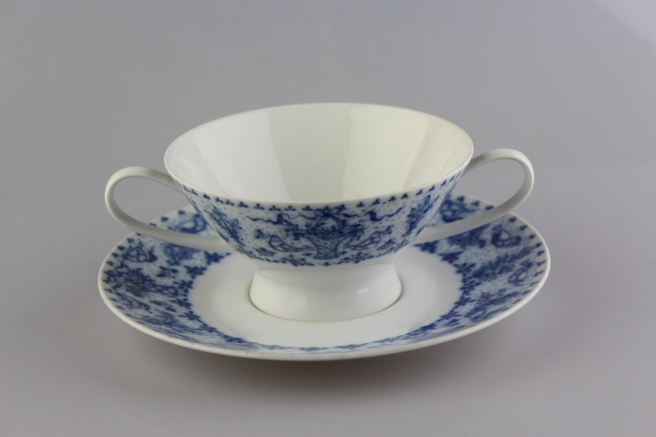 Suppentasse 2 tlg. - Rosenthal - Form 2000 - Idyll kobalt